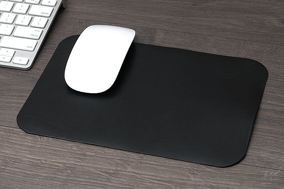 Deri Mouse Pad, Kişiye Özel Minimal Bilgisayar Mouse Pad, %100 Hakiki Deri, El Yapımı, Siyah